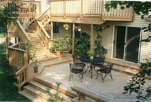 terrasses bois escaliers exterieurs sur plusieurs niveaux