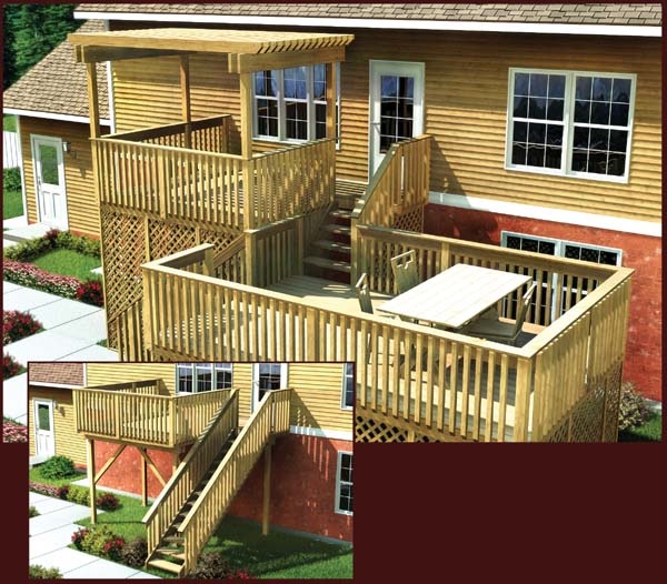 terrasse et balcons en bois sur plusieurs etages